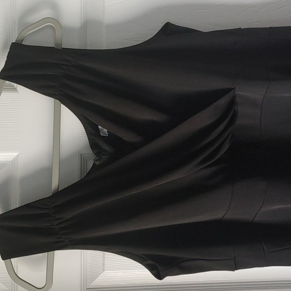 Grace Karin Classic Black V-Neck Sleeveless Midi Dress sz 20W Fit & Flare Plus - Picture 3 of 6